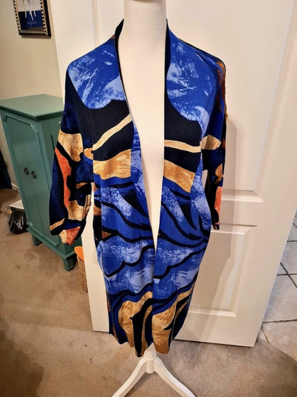 Chico's Abstract Open Front Cardigan Chicos Size 2 Or 8